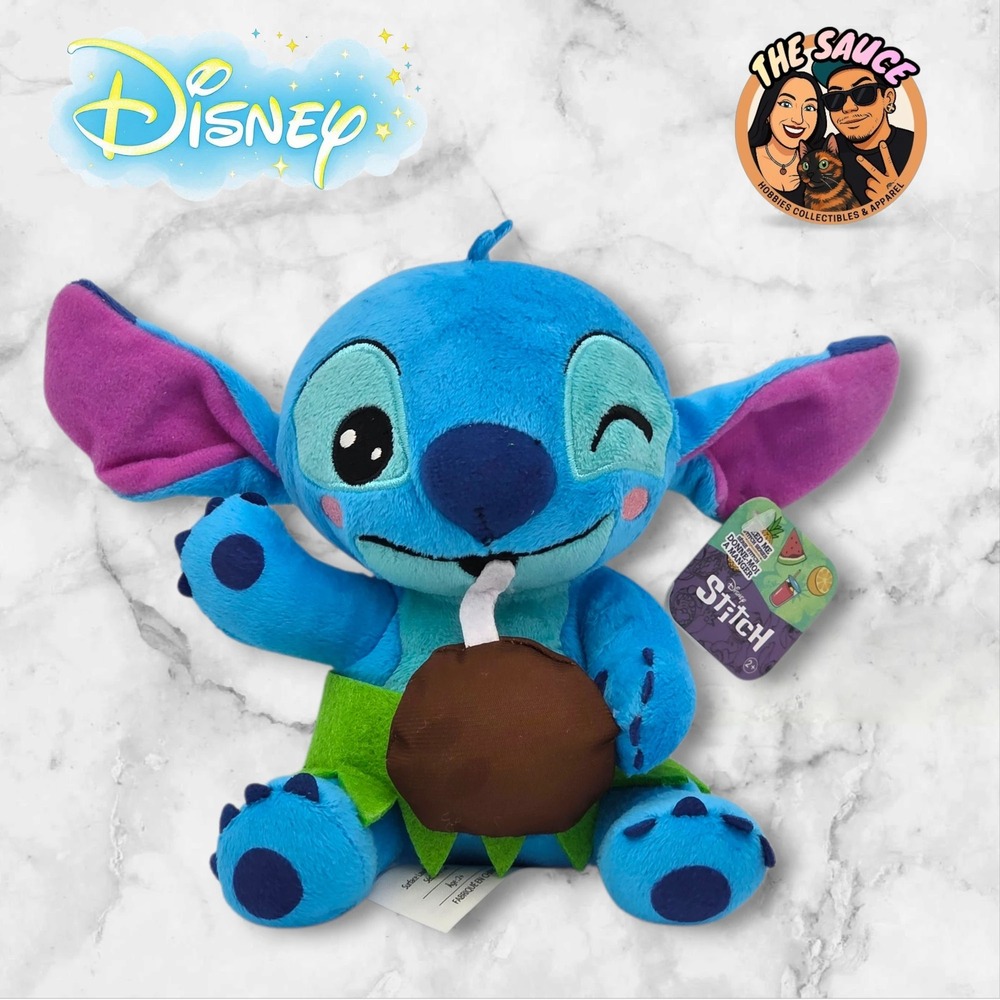 Disney Stitch Plush Toy Small Blue Hula Skirt Coconut Feed Me Series NEW Kawaii